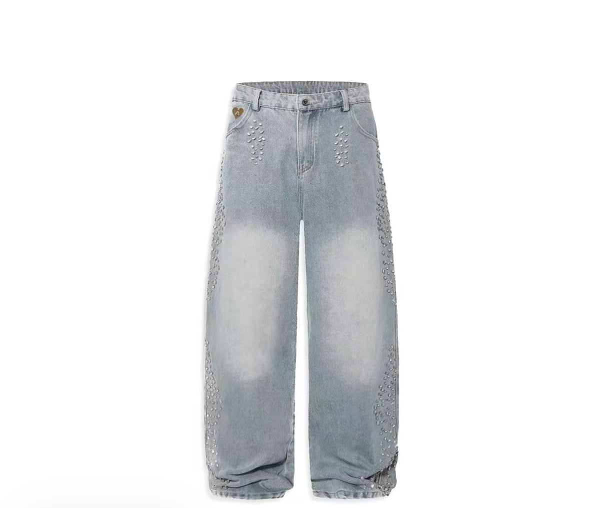Side Diamond Baggy Jeans