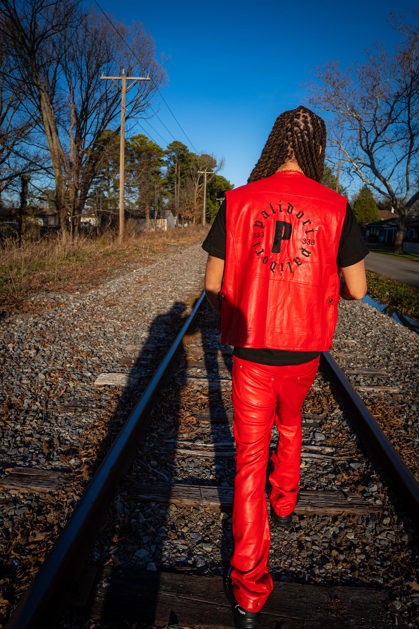 Leather Vest (Red )