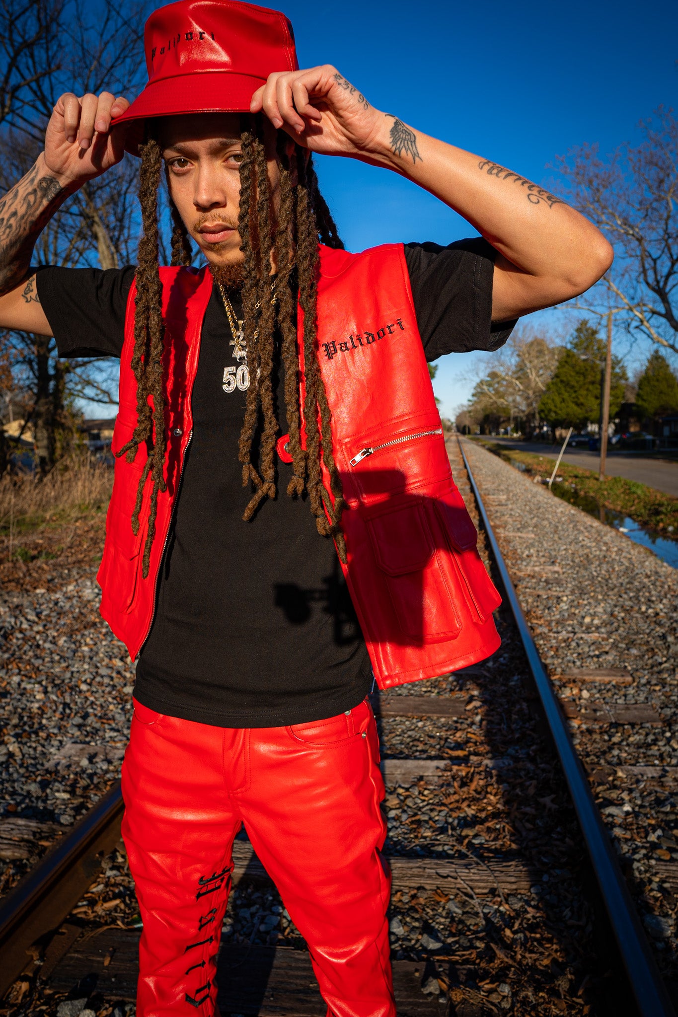 Leather Vest (Red )
