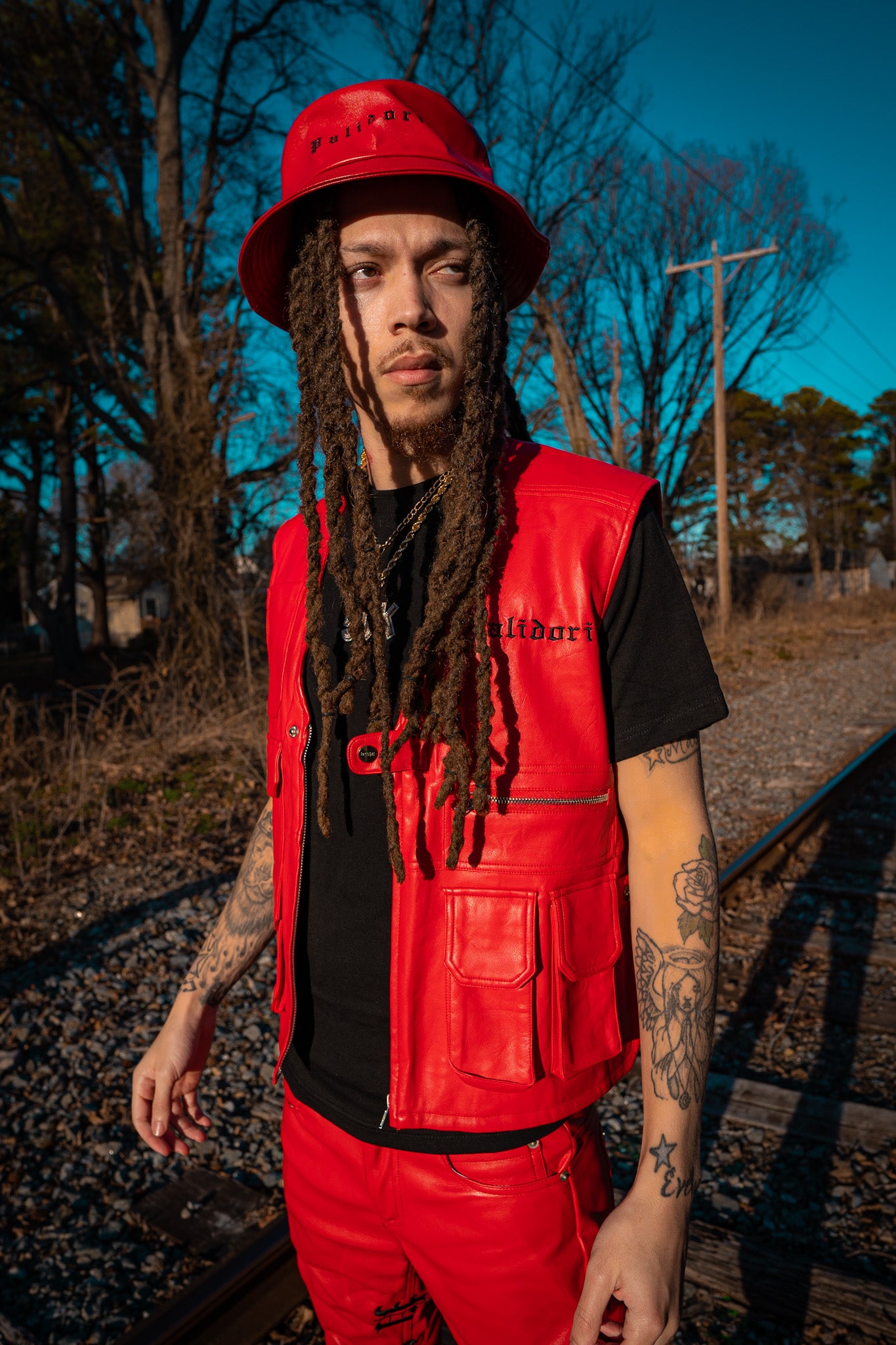 Leather Vest (Red )
