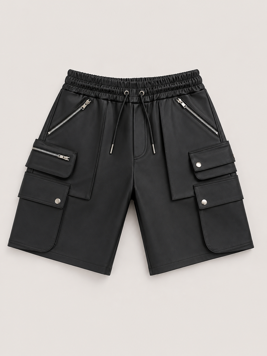 Leather Cargo Shorts