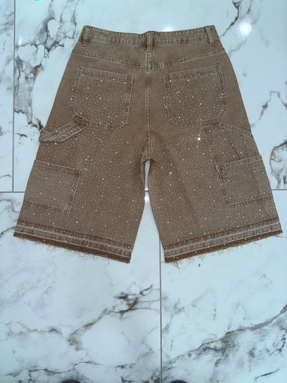 Baggy Jorts w/Diamonds (Tan)
