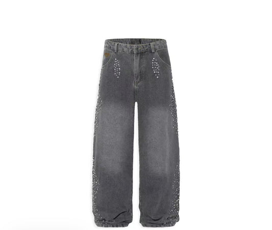 Side Diamond Baggy Jeans