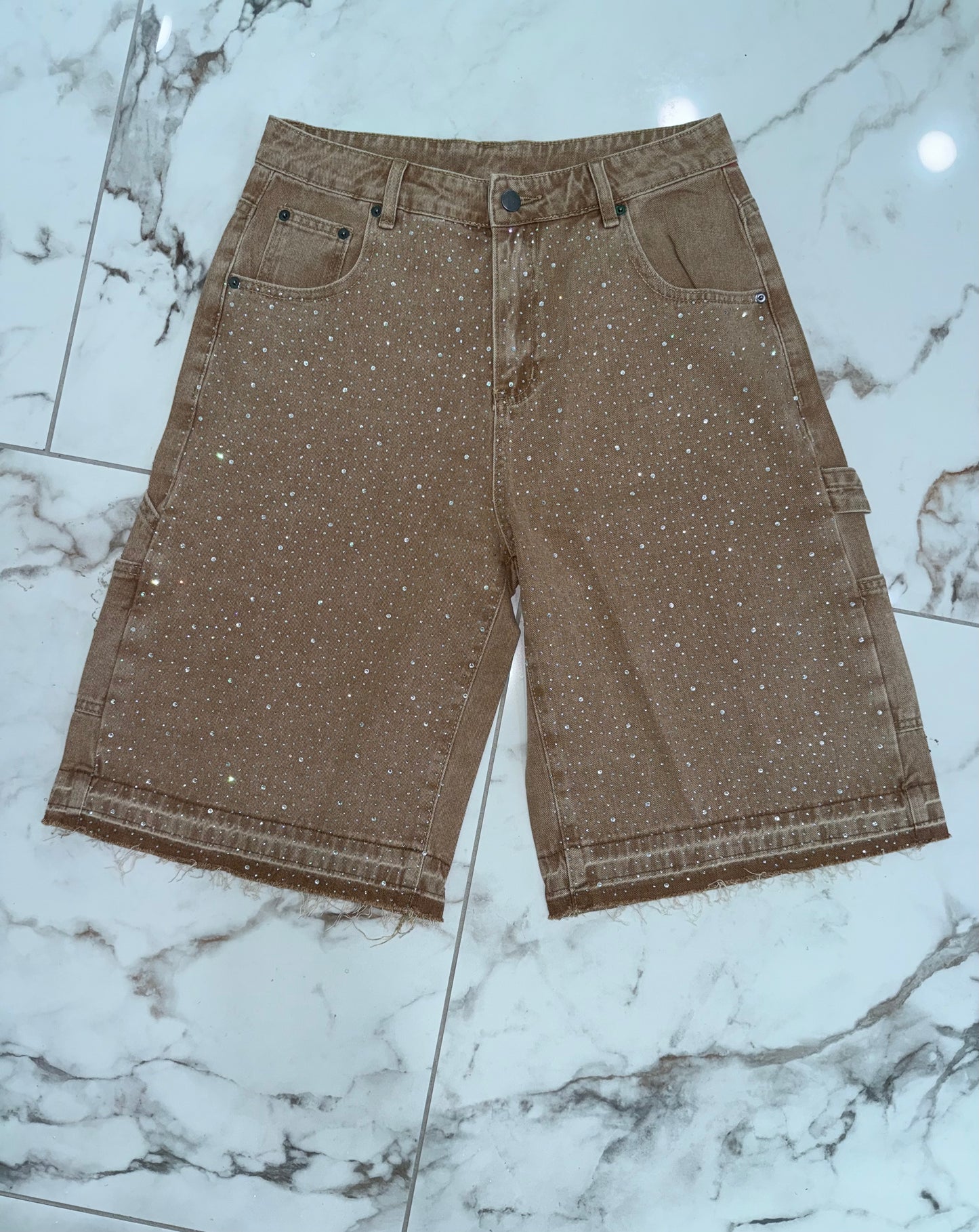 Baggy Jorts w/Diamonds (Tan)