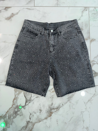 Baggy Shorts w/Diamonds ( Ash Black )