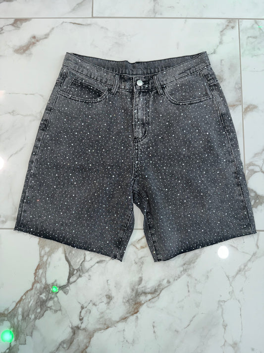 Baggy Shorts w/Diamonds ( Ash Black )
