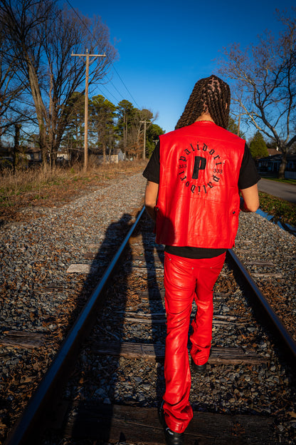 Leather Vest (Red )
