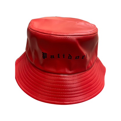 Leather Bucket Hat (Red)