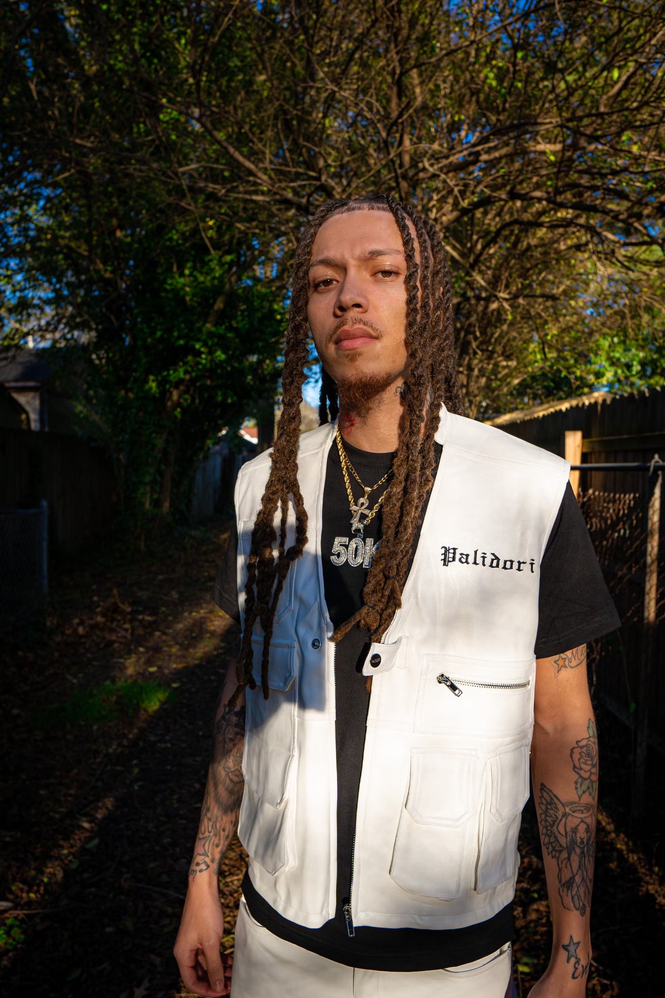 Leather Vest ( White )